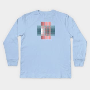 red white blue weave lines Kids Long Sleeve T-Shirt